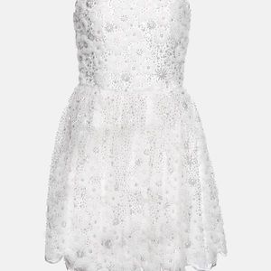Self-Portrait White Floral Appliqué Strapless Mini Dress